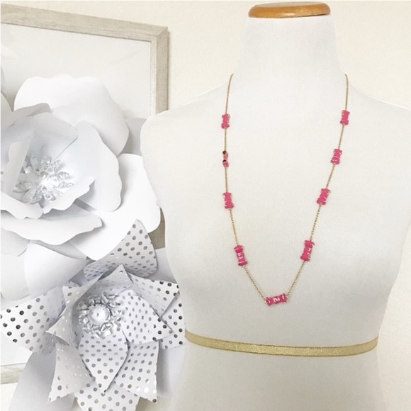 Kate Spade Take A Bow Scatter Necklace In Pink NWT - Picture 2 of 7